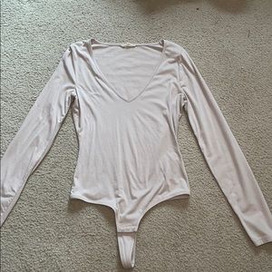 Madewell Cream Colored V-neck Bodysuit